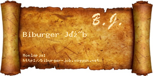 Biburger Jób névjegykártya